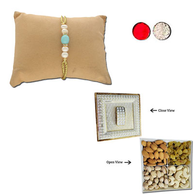 "Elegance Pearl Rakhi - JPJUN-23-025 (Single Rakhi), Vivana Dry Fruit Box - Code DFB5000 - Click here to View more details about this Product